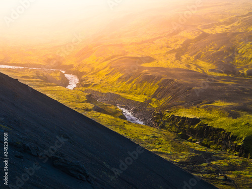 Landscape around Markarfljotsgljufur Gorge with wild Markarfljot River. Part of Laugavegur trail, Iceland photo