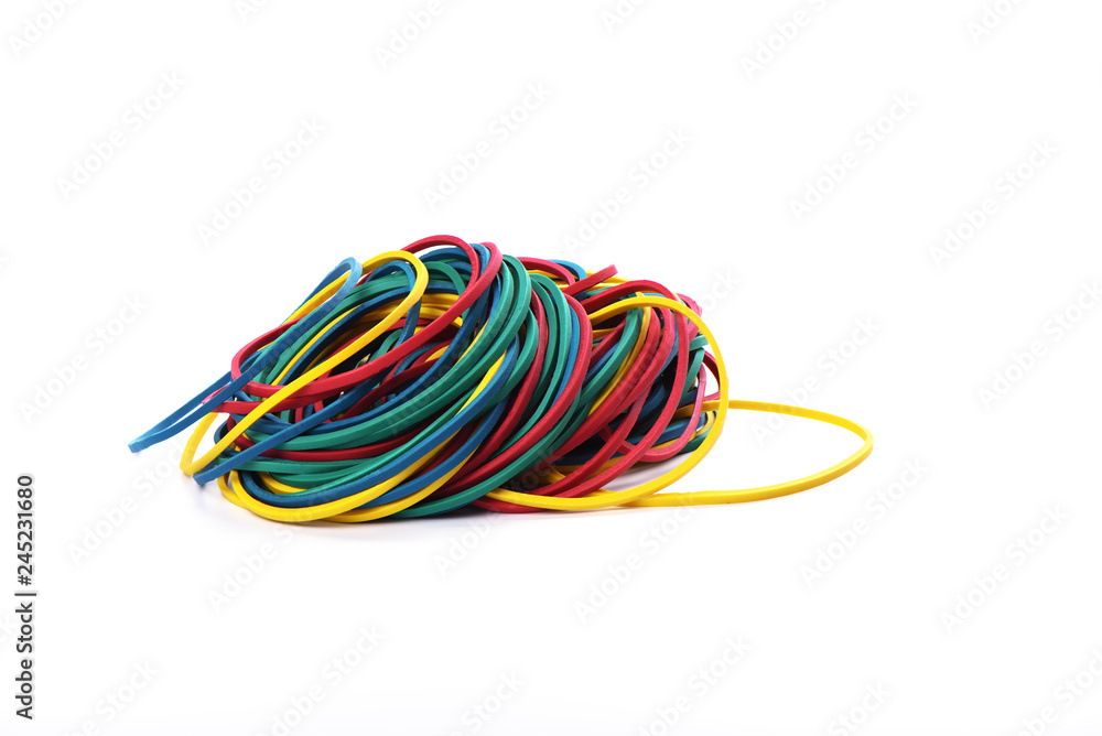 Multicolored rubber bands isolated on white background Multicolored rubber bands isolated on white background