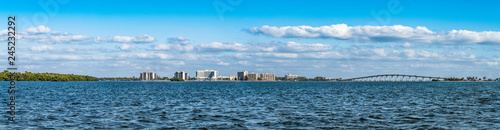 panoramic view of coastal areas in Punta Rassa landscape in Cape Coral - Fort Myers, Metropolitan Area, Lee County, Florida, United States. (census-designated place) 