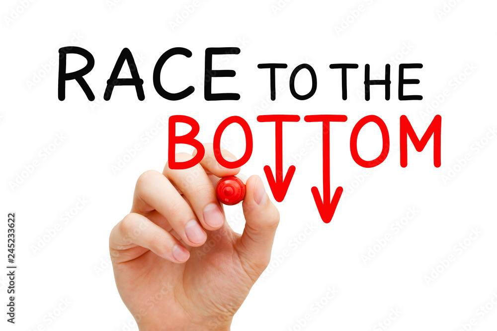 Race To The Bottom Price War Concept Race To The Bottom Price War Concept