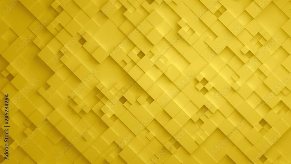 Yellow Geometric Square Wall waving background. Seamless Loop 4K UHD