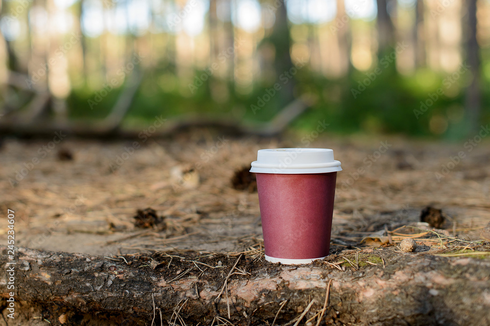  Coffee in a paper cup in nature
