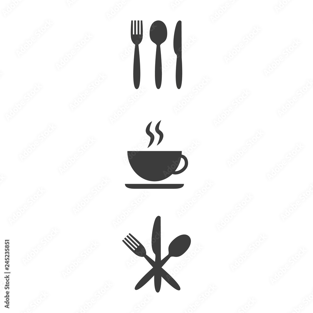 Set of cafe icons on white background. Set of cafe icons on white background.