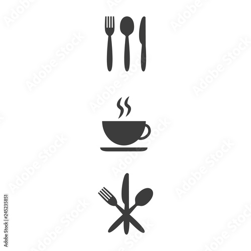 Set of cafe icons on white background.