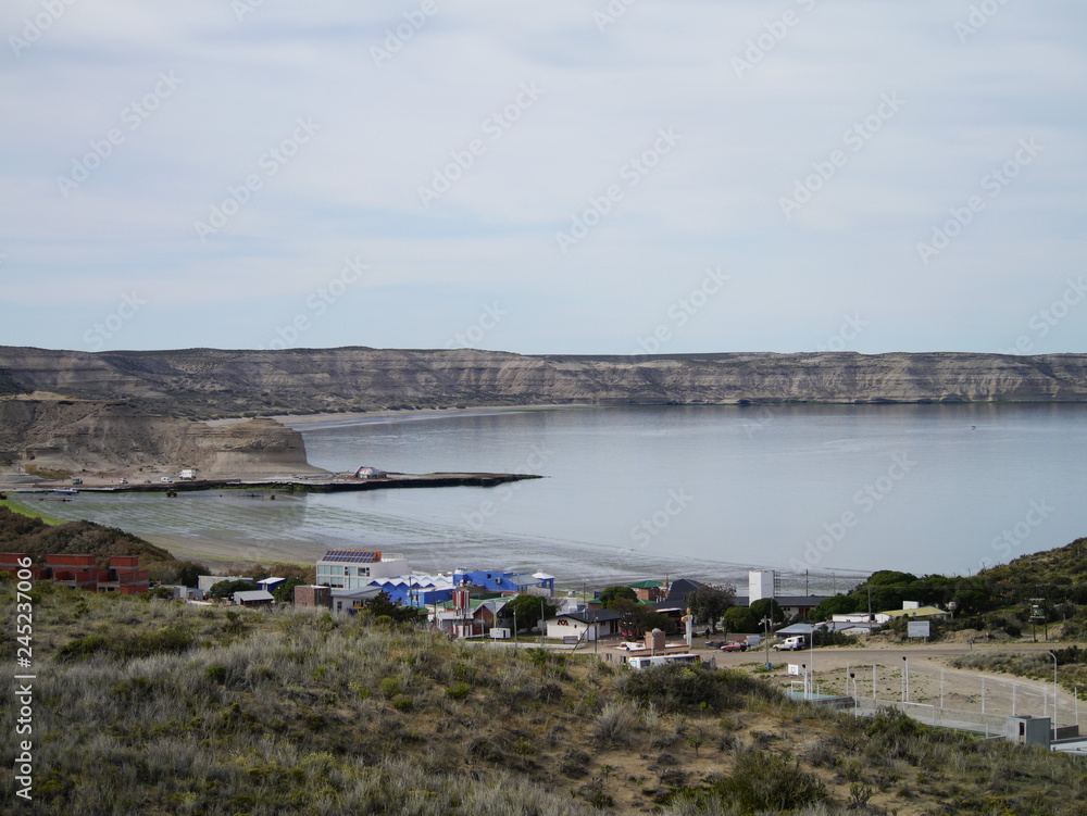 The bay of Puerto Pyramides, in the natural reserve Peninsula Valdes