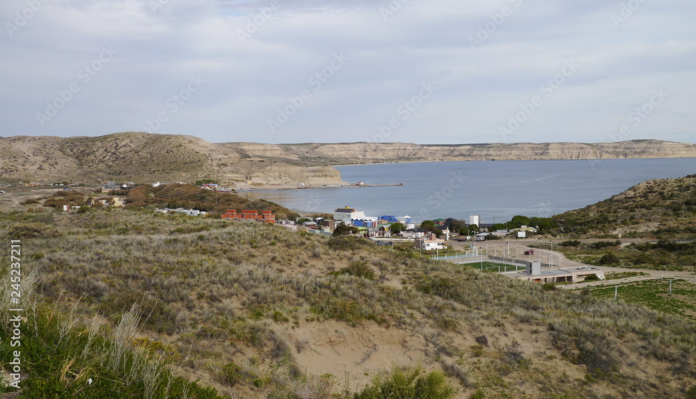 The bay of Puerto Pyramides, in the natural reserve Peninsula Valdes