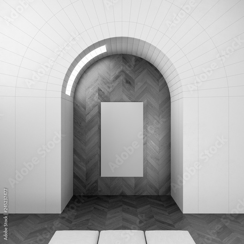 Render of interior of a room with a picture on the wall