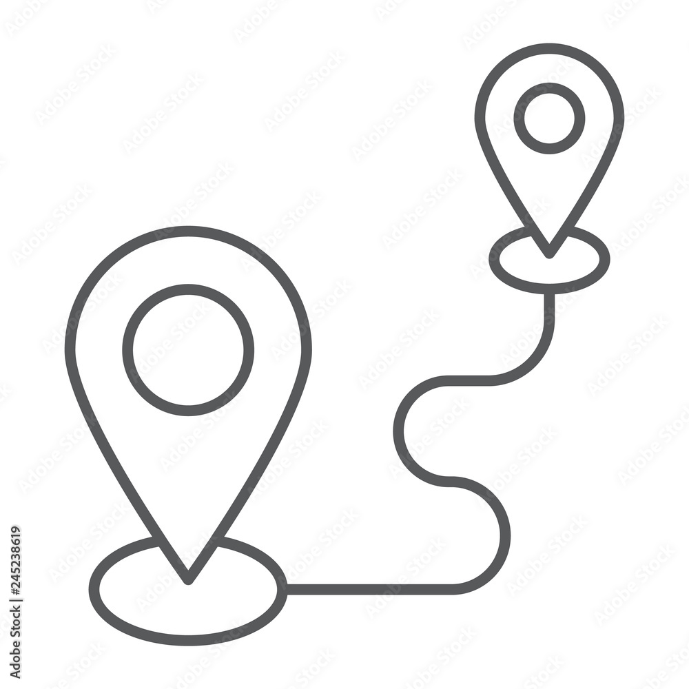 sort korrekt Faldgruber Destination thin line icon, gps and location, map pin sign, vector  graphics, a linear pattern on a white background. Stock Vector | Adobe Stock