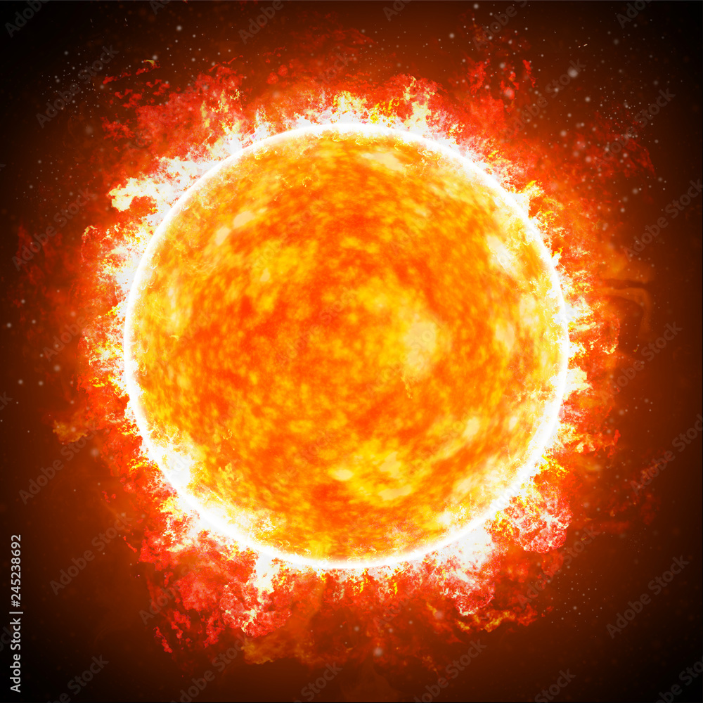 Sole. Bagliore solare è un improvviso lampo di maggiore luminosità sul  Sole. Espulsione di plasmi e particelle attraverso la corona del Sole nello  spazio esterno Stock Illustration | Adobe Stock