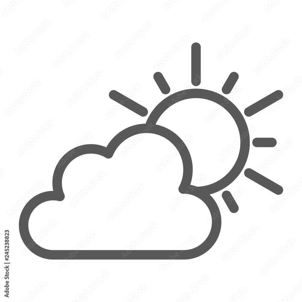 Weather line icon, sky and climate, sun and cloud sign, vector graphics, a linear pattern on a white background. Weather line icon, sky and climate, sun and cloud sign, vector graphics, a linear pattern on a white background.