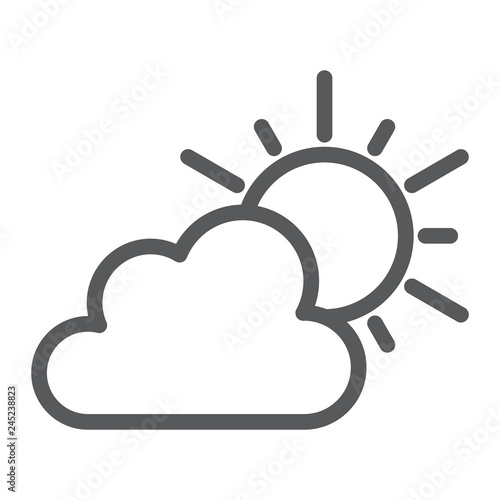 Weather line icon, sky and climate, sun and cloud sign, vector graphics, a linear pattern on a white background.