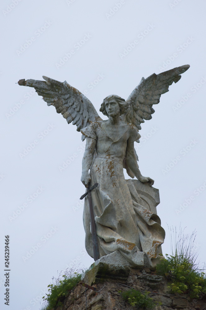Guardian angel statue, Gothic cemetery of Comillas, Cantabria, Spain