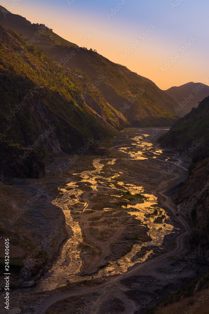 landscape river water reflection sunset 