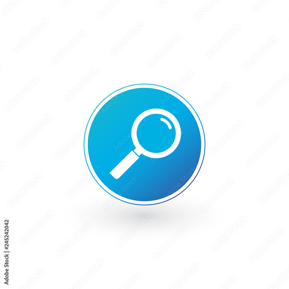 magnifying glass icon in circle, vector flat style for search, focus, zoom, business illustration. isolated magnifying glass icon in circle, vector flat style for search, focus, zoom, business illustration. isolated