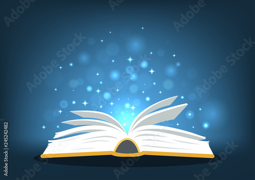 Magic book with magic lights.