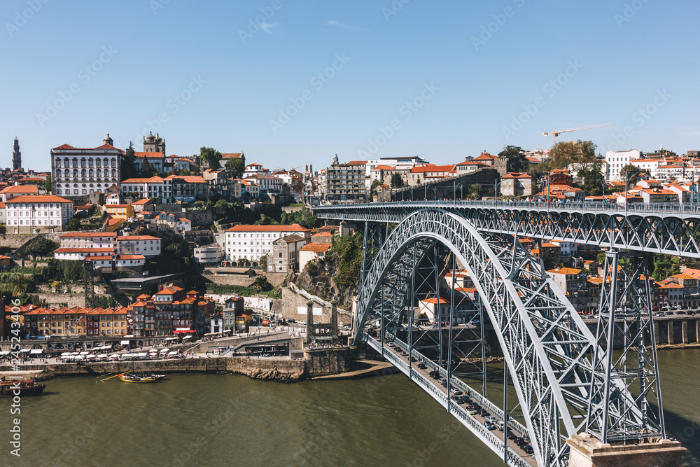 Dom Luis I Bridge and view of Porto old town