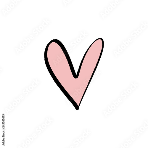 Hand draw ink simple heart illustration. Love symbol. Decor element for logo, label, emblem, poster, postcard and other