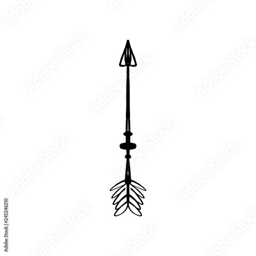 Arrow ornate boho hippie tribal style tattoo black outline