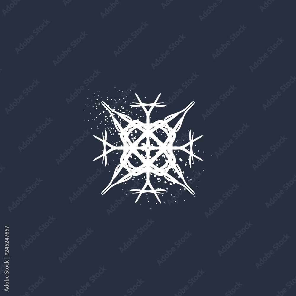 Vector snowflake, stylized ink drawing, simple brush paint, ornate star, holiday symbol, hand drawn Vector snowflake, stylized ink drawing, simple brush paint, ornate star, holiday symbol, hand drawn