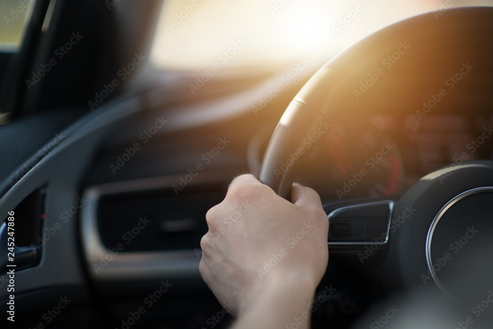 Hand on a Steering Wheel Stock Photo | Adobe Stock