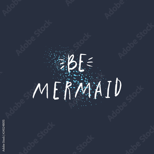 Be mermaid lettering text girl funny postcard