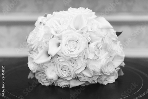 White roses bouquet displayed