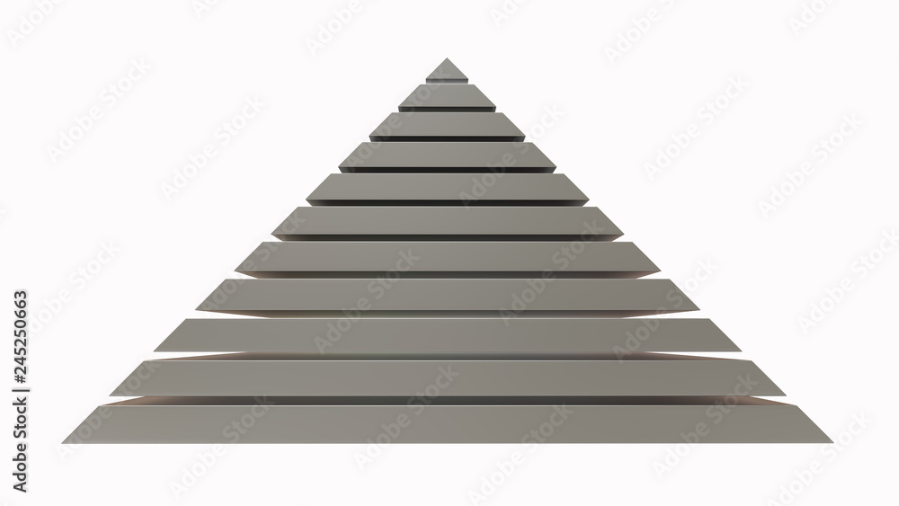 Silver pyramid isolated on white. 3D rendering Silver pyramid isolated on white. 3D rendering