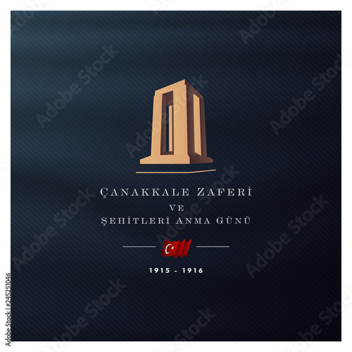 18 mart canakkale zaferi ve sehitleri anma gunu vector illustration. English translation ; (18 March, Canakkale Victory Day and martyrs Memorial Day Turkey celebration card.)
