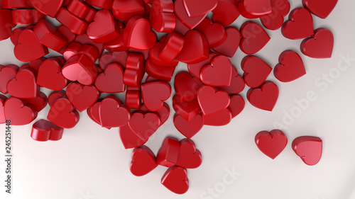 valentine's day red little hearts romantic 3D illustration