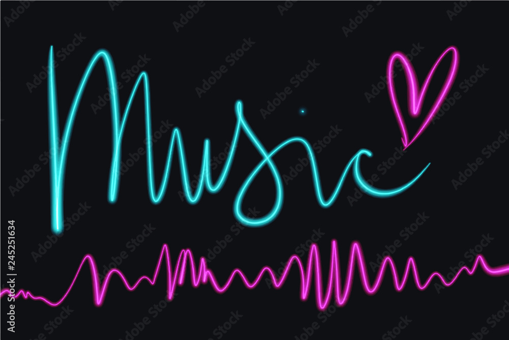 Neon glowing bright pink heart sign, isolated clipart