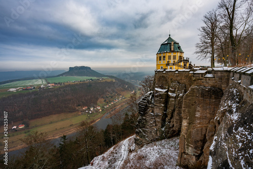 Königstein Fortress in winter, Saxon Switzerland.