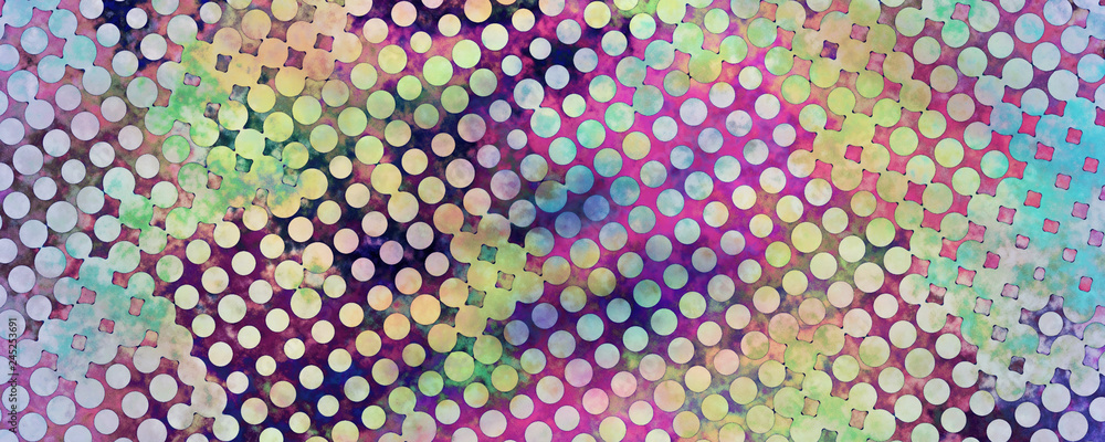 Multicolor grunge background of spots halftone