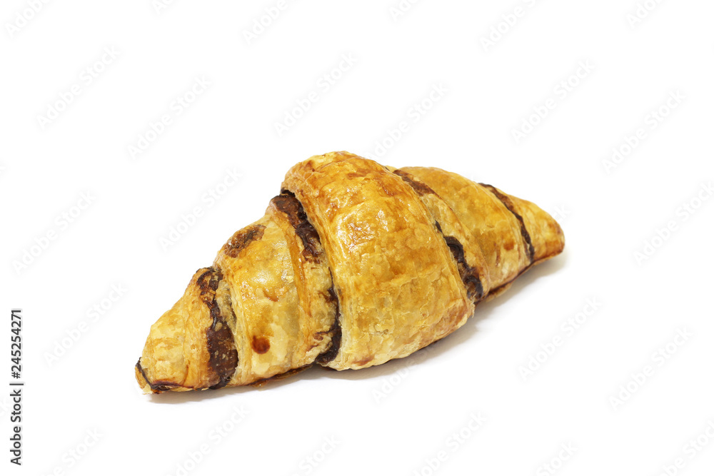 croissant bread isolated on white background, copy space.