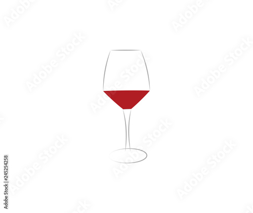 Red wine icon in a glass on a white background