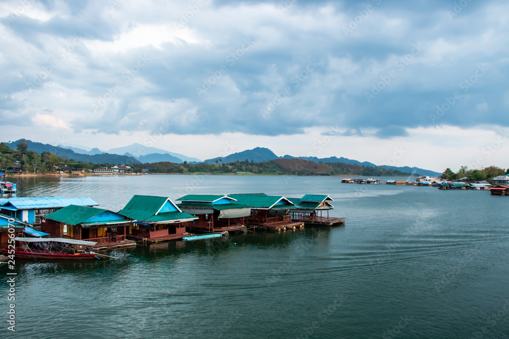 Pier in the Songkalia river in Thailand