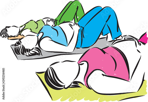 FITNESS PREGNANT WOMEN VECTOR ILLUSTRATION