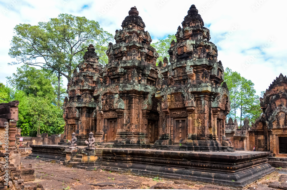 Angkor wat temple red stones