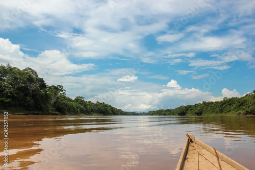 Fototapeta Naklejka Na Ścianę i Meble -  Boat ride on river Madre des Dios / Peru / Amazonas