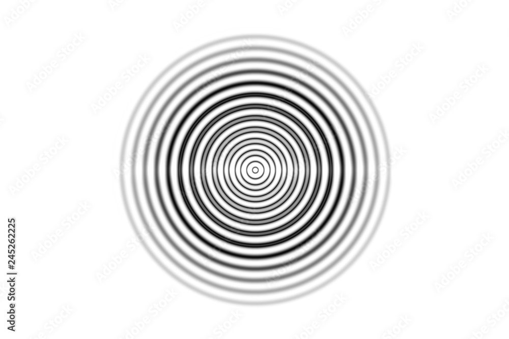 Abstract one black circle sound waves oscillating on white background Abstract one black circle sound waves oscillating on white background