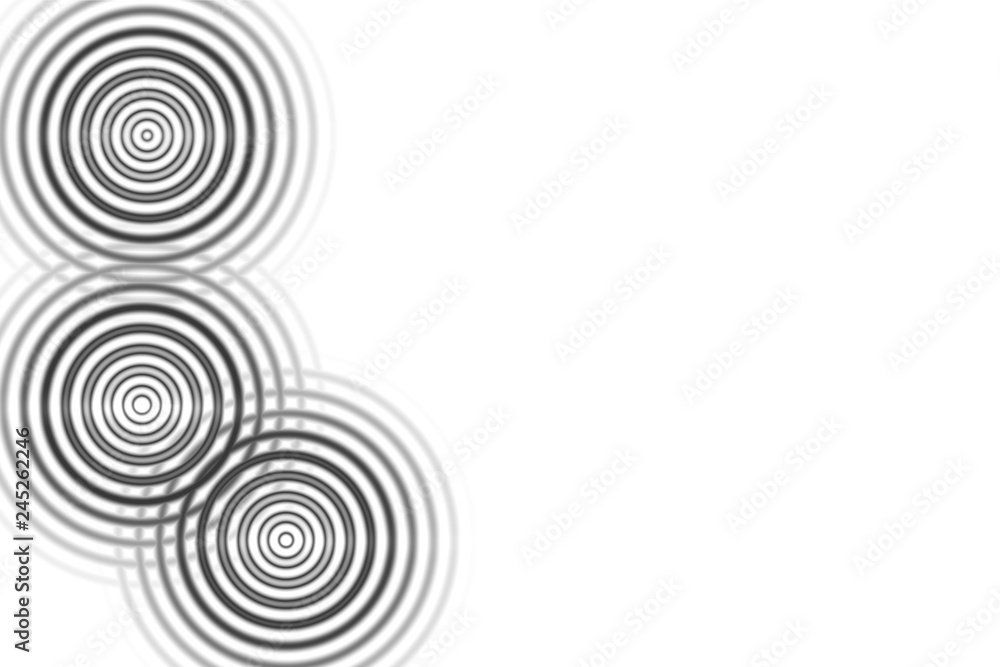 Abstract three black circle sound waves oscillating on white background Abstract three black circle sound waves oscillating on white background