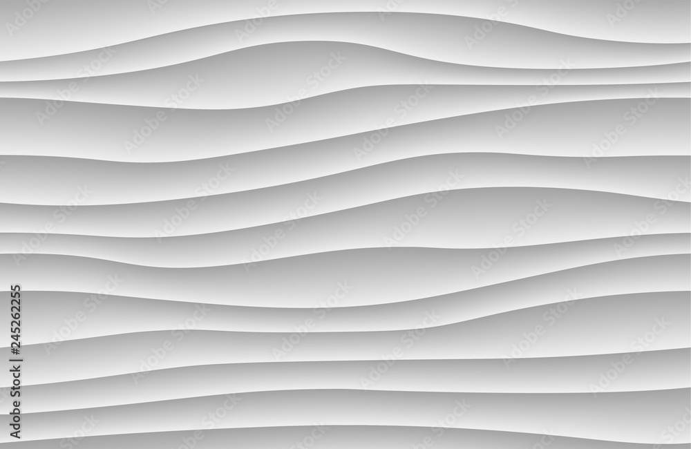 White abstract wave background. 3d waves pattern texture. Geometric black  and white wallpaper. Curve wall decor pattern. Vector illustration. Stock  Illustration | Adobe Stock
