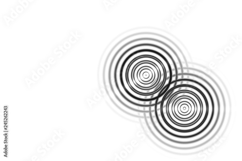 Abstract two black rings sound waves oscillating on white background