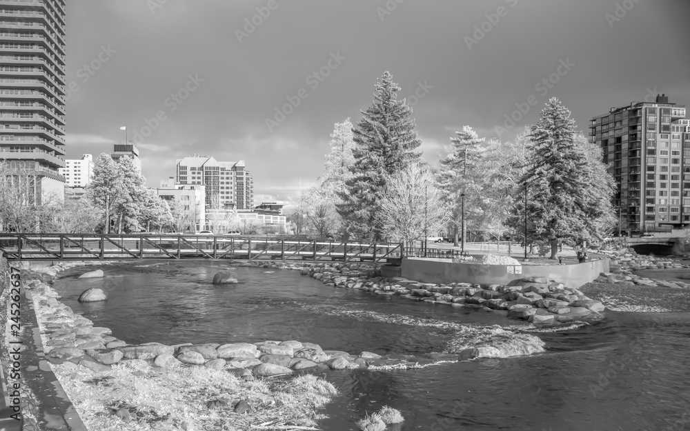 Cityscape in the winter infrared photograph.