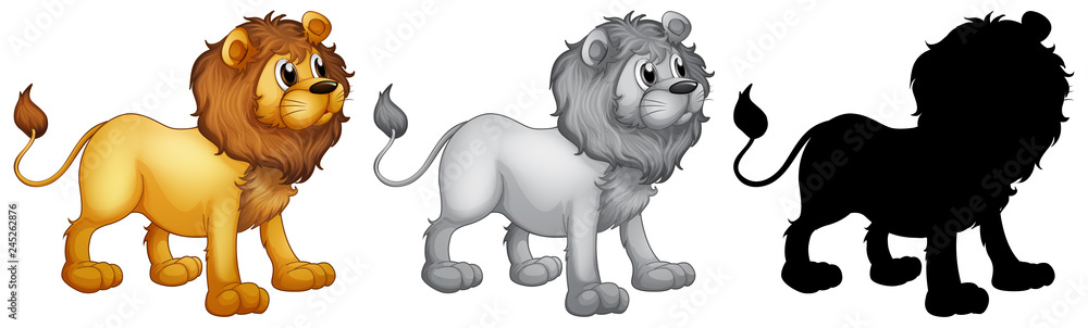 Set of lion character design Set of lion character design