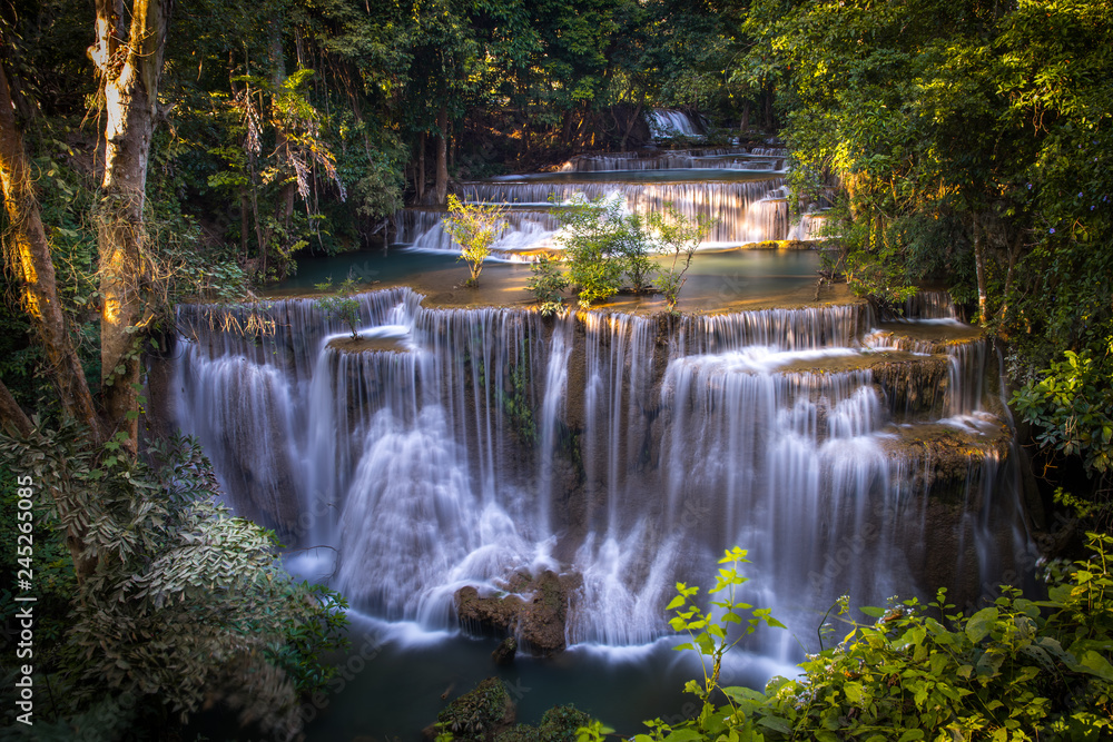 Smooth Waterfall in the Forest. Huay Mae Khamin Waterfall at Sri Nakarin National Park, Kanchanaburi Province, Thailand. Smooth Waterfall in the Forest. Huay Mae Khamin Waterfall at Sri Nakarin National Park, Kanchanaburi Province, Thailand.