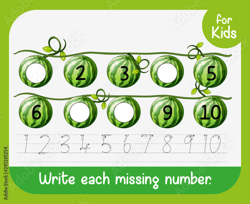Write each missing number worksheet