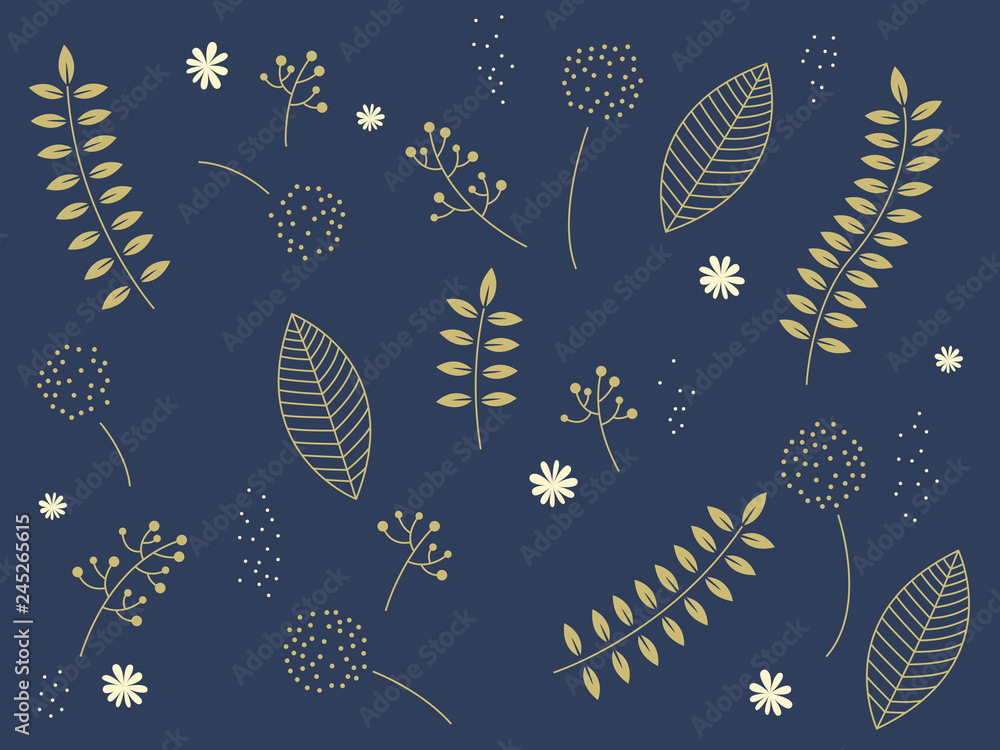 Pattern design with hand drawn spring flowers and plants. Pattern design with hand drawn spring flowers and plants.