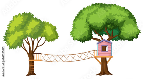 Isolated tree house on white background
