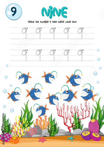 How to write number nine worksheet