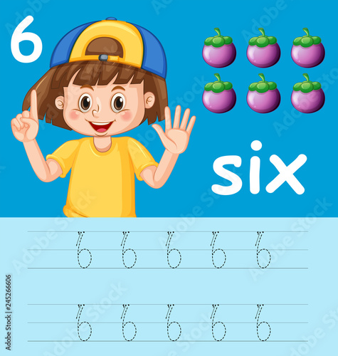 Number six tracing alphabet worksheets